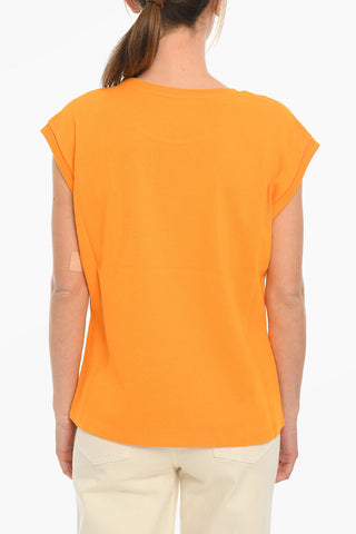 EMPORIO SUSTAINABILITY PROJECT Sleeveless Crew-neck T-shirt with Logo Print