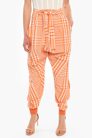 Relaxed-fit Trousers with Check Pattern Allover and Elasticated Waistband