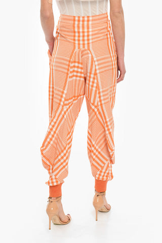 Relaxed-fit Trousers with Check Pattern Allover and Elasticated Waistband