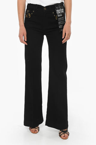 JEANS COUTURE Palazzo Denims with Logoed Buckle Detailing