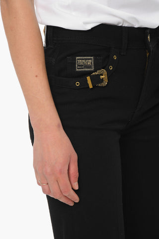 JEANS COUTURE Palazzo Denims with Logoed Buckle Detailing