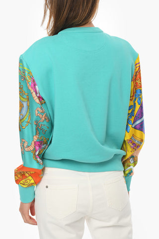 Barocco-patterned DREAM Sweatshirt with Logo Print and Brooch on the Collar
