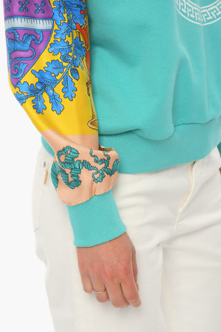 Barocco-patterned DREAM Sweatshirt with Logo Print and Brooch on the Collar