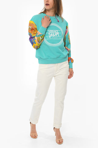 Barocco-patterned DREAM Sweatshirt with Logo Print and Brooch on the Collar