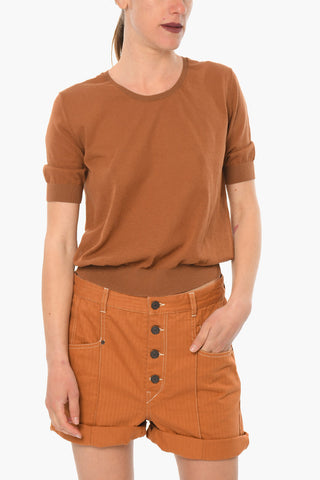 Maglia Girocollo in Misto Cotone a Maniche Corte