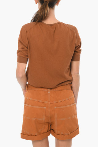Maglia Girocollo in Misto Cotone a Maniche Corte