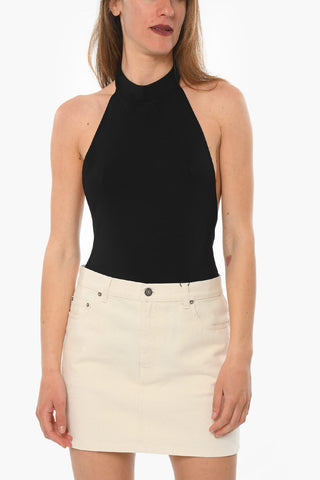 Body Elasticizzato Con Scollo All'Americana