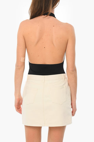 Body Elasticizzato Con Scollo All'Americana