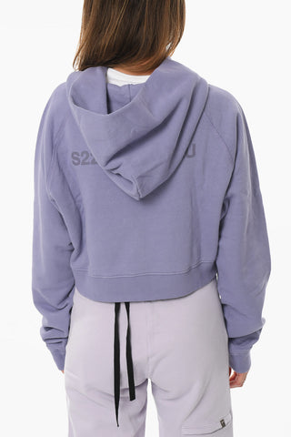Felpa Con Cappuccio Cropped Con Stampa Logo