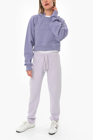 Felpa Con Cappuccio Cropped Con Stampa Logo