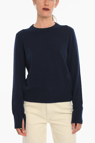 Cashmere Crewneck Pullover With Ribbons At the Wrists