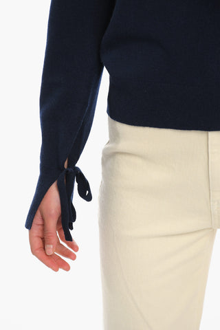 Cashmere Crewneck Pullover With Ribbons At the Wrists