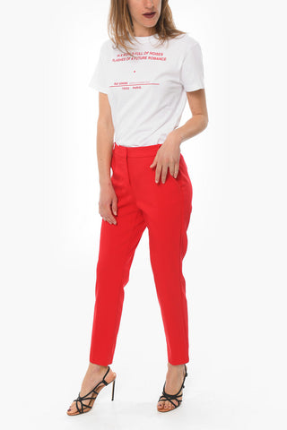 Pantalone A Vita Alta Con Logo Riicamato
