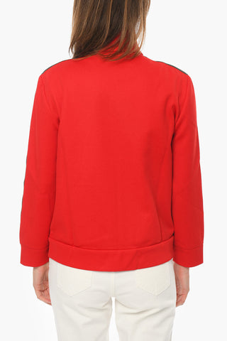 Jersey Zip-up Sweatshirt with Logo Patch and Logoed Bands