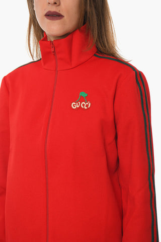 Jersey Zip-up Sweatshirt with Logo Patch and Logoed Bands