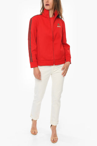 Jersey Zip-up Sweatshirt with Logo Patch and Logoed Bands