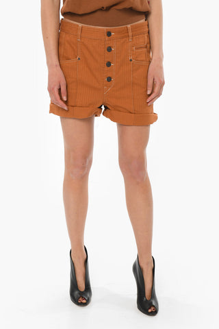 Shorts NADIA in Denim con Motivo Herringbone