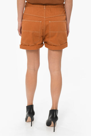 Shorts NADIA in Denim con Motivo Herringbone