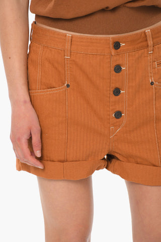 Shorts NADIA in Denim con Motivo Herringbone