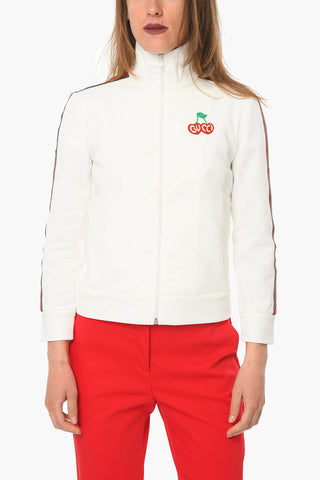 Jersey Zip-up Sweatshirt with Logo Patch and Logoed Bands