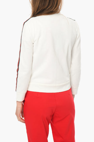 Jersey Zip-up Sweatshirt with Logo Patch and Logoed Bands