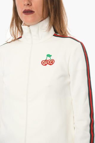 Jersey Zip-up Sweatshirt with Logo Patch and Logoed Bands