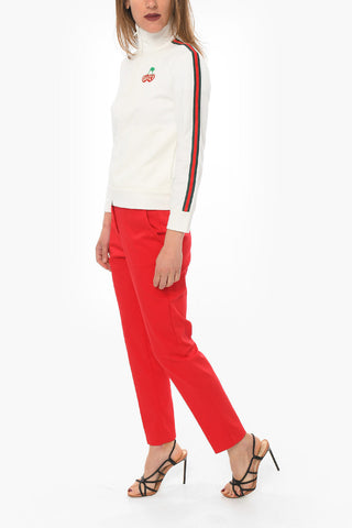Jersey Zip-up Sweatshirt with Logo Patch and Logoed Bands