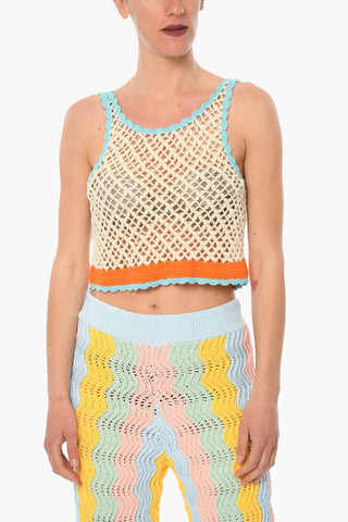 Cotton-knit STRESA Cropped Top with Contrasting Band