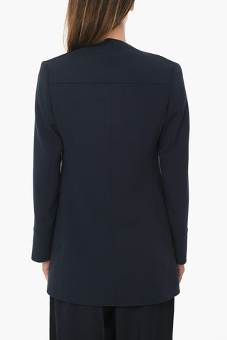 Wool Unlined Double-breasted Blazer without Collar