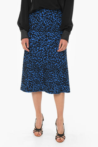 WHITE LABEL Knit Flared Midi Skirt with Jacquard animal-motif