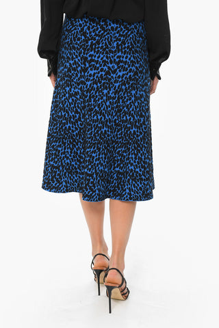 WHITE LABEL Knit Flared Midi Skirt with Jacquard animal-motif