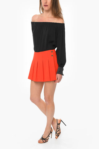 JEANS COUTURE Pleated CADY Skort with Side Button-fastening