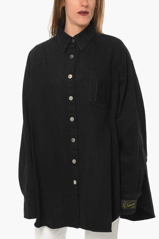 Oversized Denim Shirt With Breast Pocket