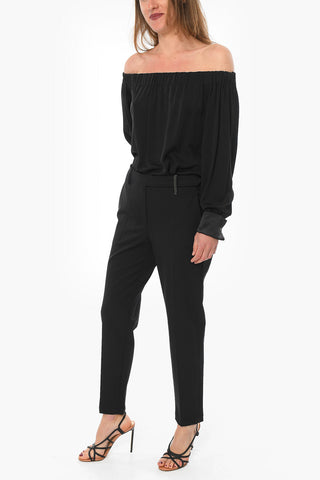 Virgin-wool Tailored Pants with Beaded Detailing