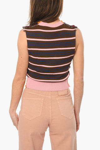 Raw Cut V Neck Sleeveless Sweater