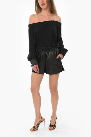 Soft-leather BOXER Shorts with Waist-drawstring