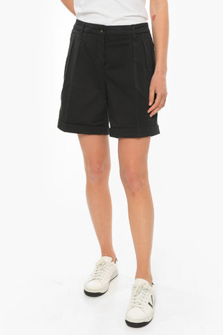 Shorts a Vita Alta con Pinces e Tasche all'Americana