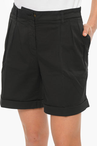 Shorts a Vita Alta con Pinces e Tasche all'Americana