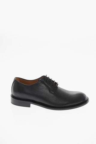 Scarpe Derby In Pelle con Suola in Cuoio