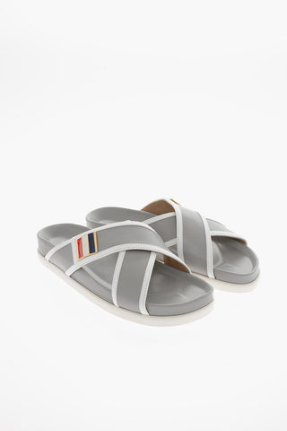 Ciabatte In Pelle CRISS CROSS Con Suole In Gomma
