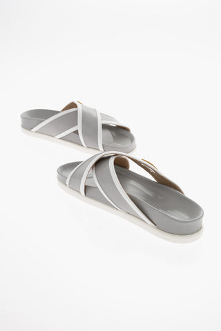 Ciabatte In Pelle CRISS CROSS Con Suole In Gomma