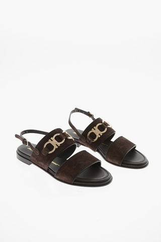 Suede CHAIM Sandals with GANCINI Buckle and Logo