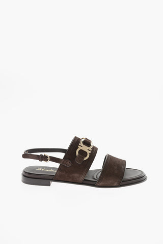 Suede CHAIM Sandals with GANCINI Buckle and Logo