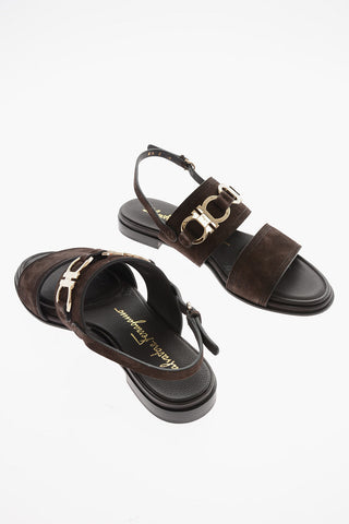 Suede CHAIM Sandals with GANCINI Buckle and Logo