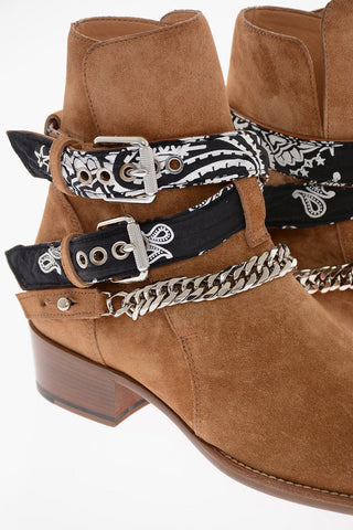 Leather Suede BANDANA Boots With Chain And Straps