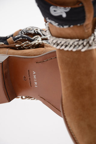 Leather Suede BANDANA Boots With Chain And Straps