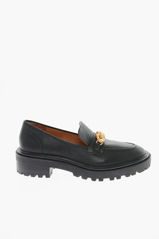 Leather JESSA Loafers with Golden Clamp