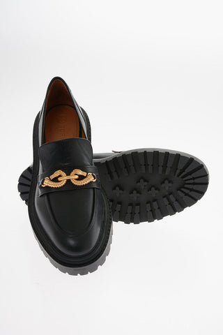 Leather JESSA Loafers with Golden Clamp