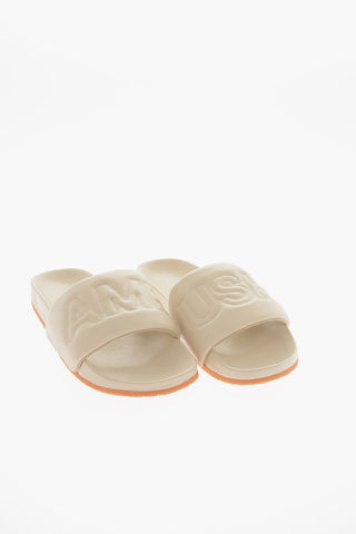 Calfskin Slides with Ton-sur-ton Logoed Embroidery