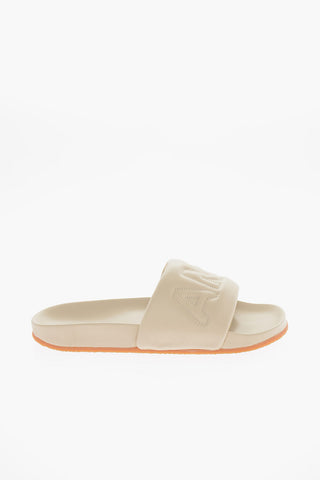 Calfskin Slides with Ton-sur-ton Logoed Embroidery
